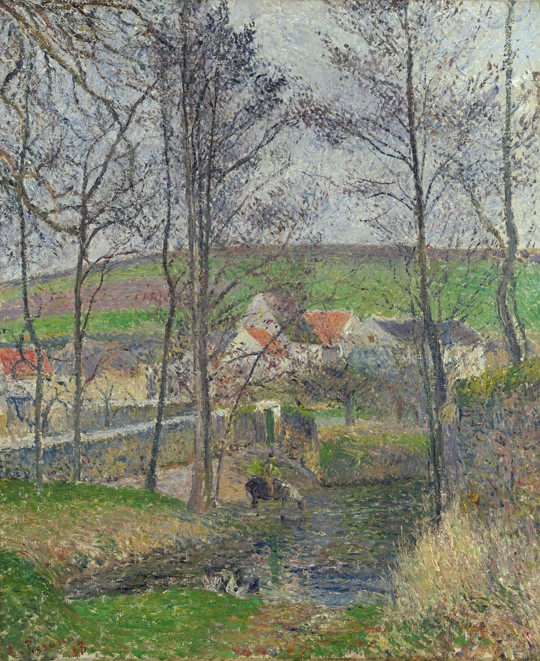 Grauer Tag an den Ufern der Viosne bei Osny von Camille Pissarro