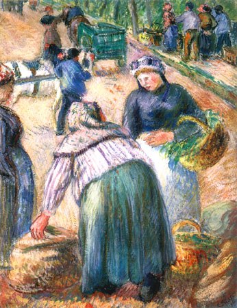 Der Kartoffelmarkt, Boulevard des Fossés, Pontoise von Camille Pissarro