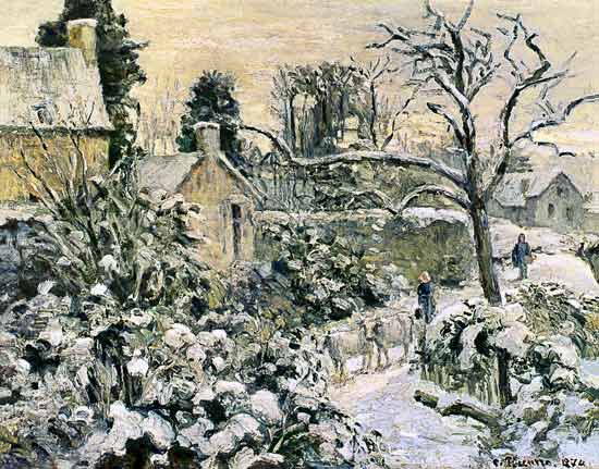 Effect of Snow with Cows at Montfoucault von Camille Pissarro