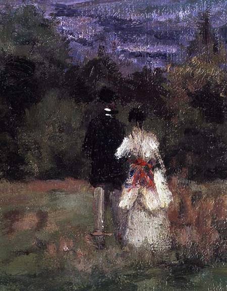 Louveciennes, detail of lovers von Camille Pissarro