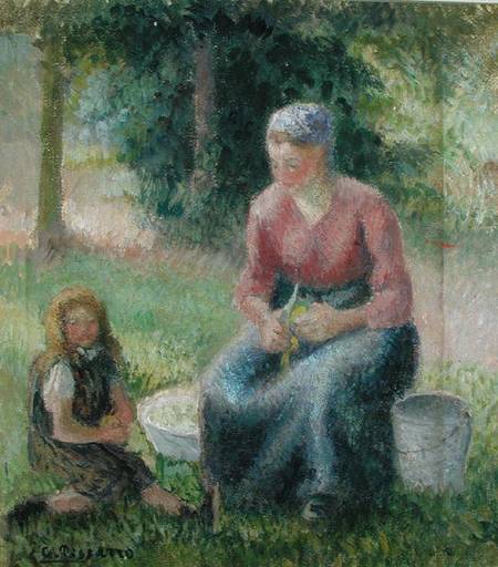 Peasant Woman and her Little Girl von Camille Pissarro