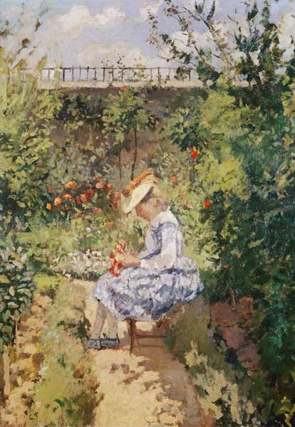 Girl in a Garden von Camille Pissarro