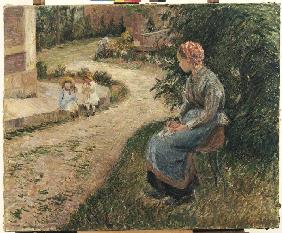 Kindermädchen im Garten von Eragny. 1884