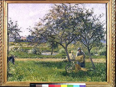 The Wheelbarrow, Orchard von Camille Pissarro
