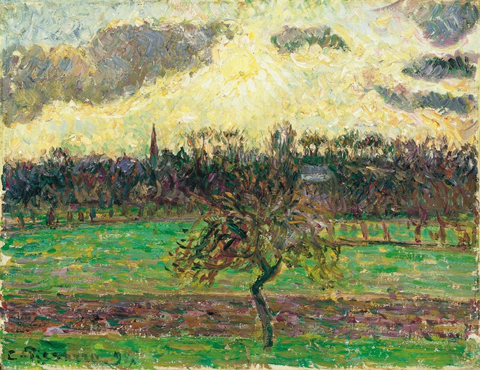 Wiese in Èragny. Apfelbaum von Camille Pissarro