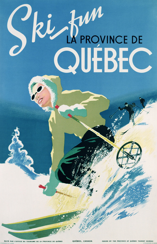 Poster advertising skiing holidays in the province of Quebec von Canadian School