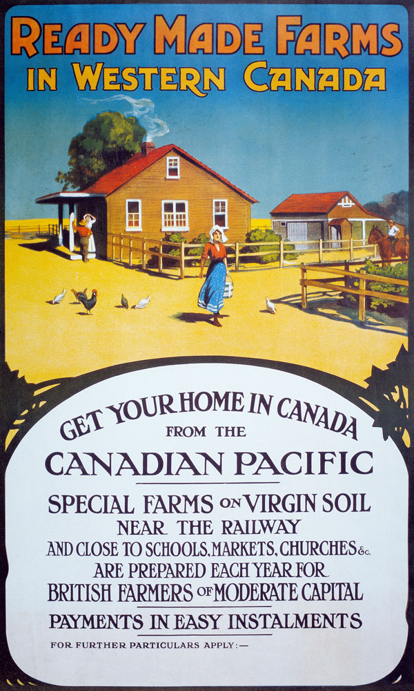 Poster advertising 'Ready made farms in Western Canada' von Canadian School (20th Century)
