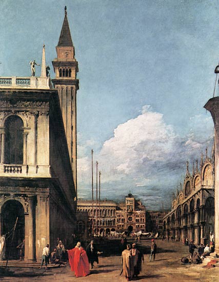 Die Piazzetta gegen den Torre dell`Orologio von Giovanni Antonio Canal (Canaletto)