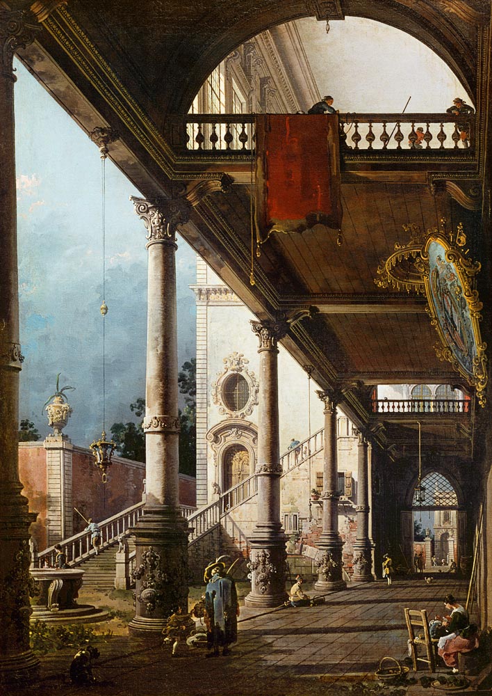 Capriccio mit Kolonade von Giovanni Antonio Canal (Canaletto)