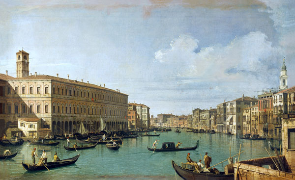 The Grand Canal from the Rialto Bridge von Giovanni Antonio Canal (Canaletto)
