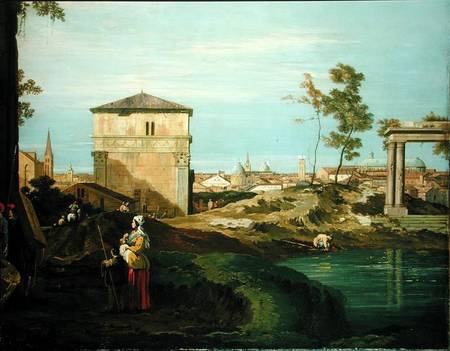 Detail of 'Capriccio with Motifs from Padua' von Giovanni Antonio Canal (Canaletto)