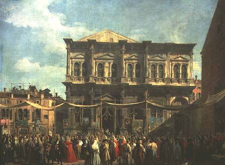 The Doge Visiting the Church and Scuola di San Rocco von Giovanni Antonio Canal (Canaletto)