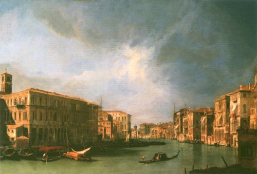Grand Canal: looking North from near the Rialto Bridge von Giovanni Antonio Canal (Canaletto)