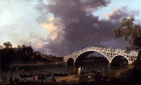 Old Walton Bridge over the Thames von Giovanni Antonio Canal (Canaletto)
