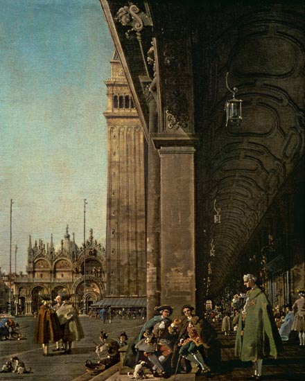 Piazza di San Marco: looking East from the South West Corner and the Colonnade of the Procuratie Nuo von Giovanni Antonio Canal (Canaletto)