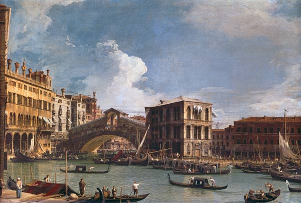 Die Rialto-Brücke in Venedig, von Norden aus von Giovanni Antonio Canal (Canaletto)