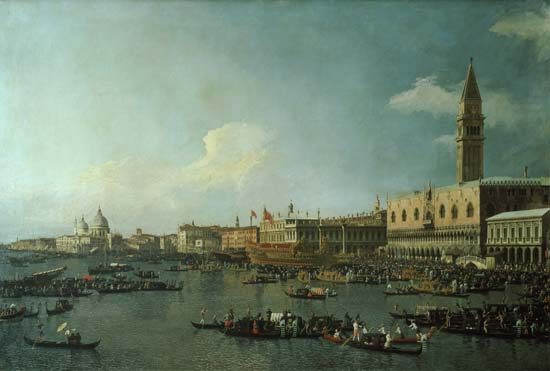 The Basin of San Marco on Ascension Day von Giovanni Antonio Canal (Canaletto)