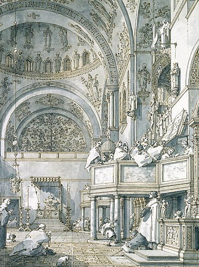 The Choir Singing in St. Mark''s Basilica, Venice von Giovanni Antonio Canal (Canaletto)