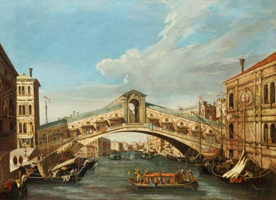 The Rialto Bridge, Venice von Giovanni Antonio Canal (Canaletto)