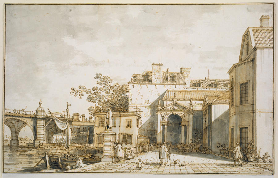 Capriccio mit Reminiszenzen an Westminster Bridge und Richmond House von Canaletto (Giovanni Antonio Canal)