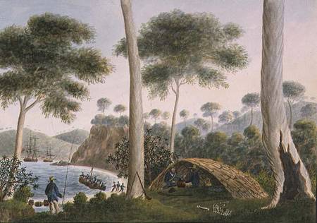 Native Hut (or Wigwam) of Adventure Bay, Van Dieman's Land von Captain George Tobin