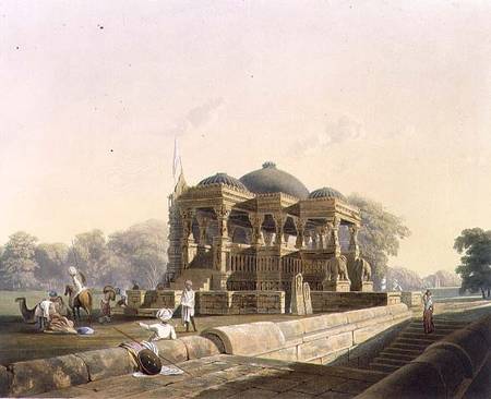 Ancient Temple at Hulwud, from Volume I of 'Scenery, Costumes and Architecture of India', painted by von Captain Robert M. Grindlay