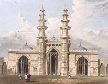The Shaking Minarets of Ahmedabad, from Volume I of 'Scenery, Costumes and Architecture of India', e von Captain Robert M. Grindlay