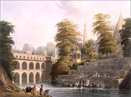 View of the Bridge near Baroda in Guzerat, from Volume II of 'Scenery, Costumes and Architecture of von Captain Robert M. Grindlay