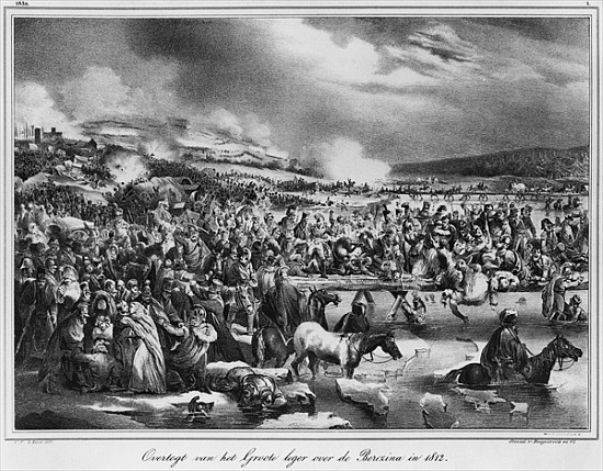 Crossing the Berezina on November 1812; engraved by Desguerrois (19th century) von Carel Christian Anthony Last
