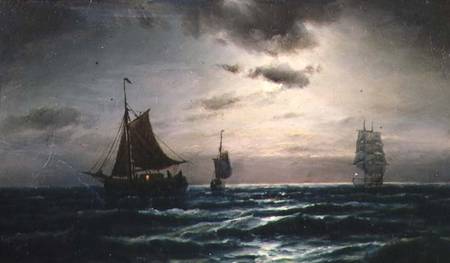 Shipping in Moonlit Waters von Carl Bille