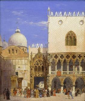 Der Dogenpalast mit der Porta della Carta und der Markuskirche 1853