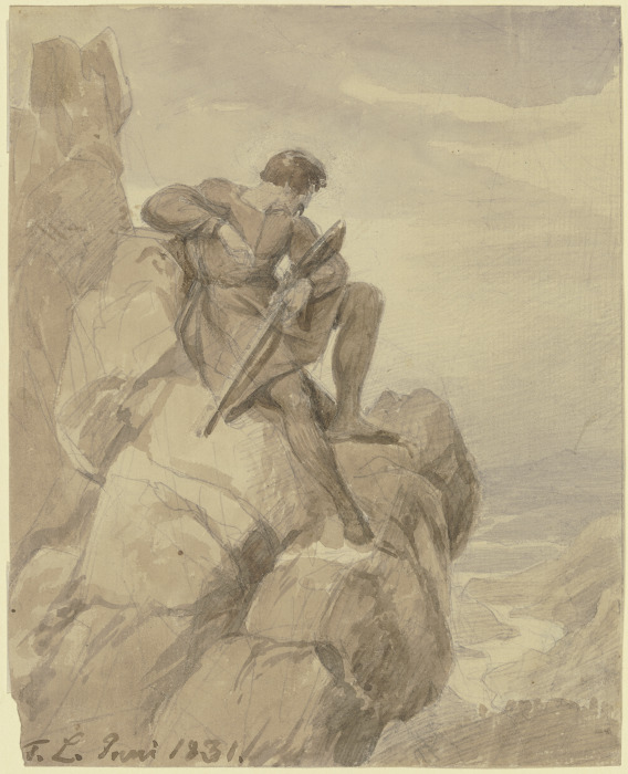 Jäger (Räuber) in den Bergen von Carl Friedrich Lessing
