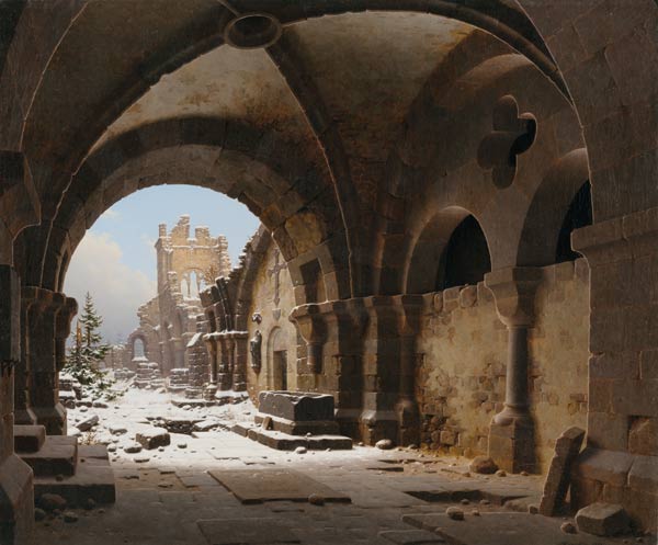 Kirchenruine im Winter. 1848 von Carl Georg Hasenpflug