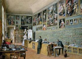 The Library, in use as an office of the Ambraser Gallery in the Lower Belvedere, 1879 (w/c) 19th