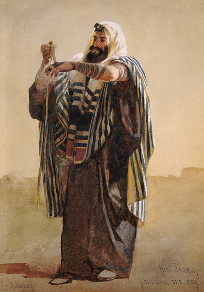 A Jerusalemite Shepherd Winding the Phylacteries for the Hand von Carl Haag