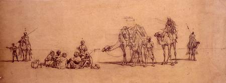 Figures and camels in the desert von Carl Haag
