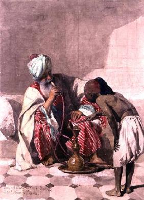The Nargileh Smoker and his slave boy 1883 cil a