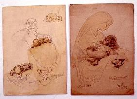 Two studies of a mother and child 1864 cil a