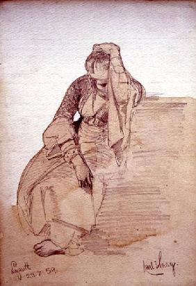 Study of a seated lady, Nazareth 1859 cil a
