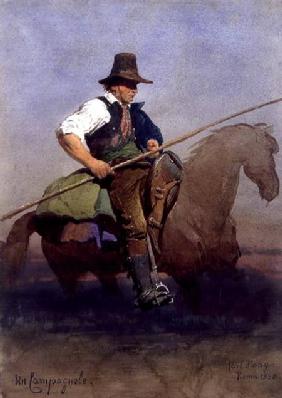 'Un Campagnole', a Roman peasant on horseback 1858  on