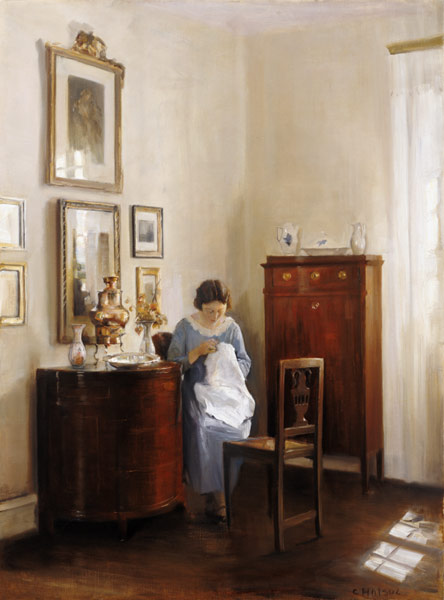 Interior with Lady Sewing, c.1910 von Carl Holsoe