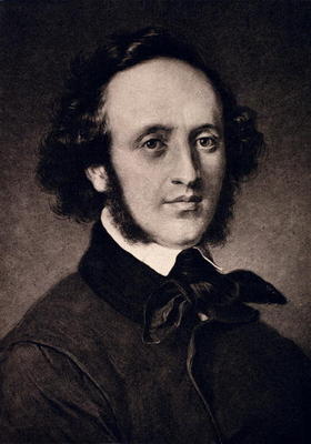 Portrait of Felix Mendelssohn (1809-47) engraved by F. Bruckmann (engraving) von Carl Jaeger