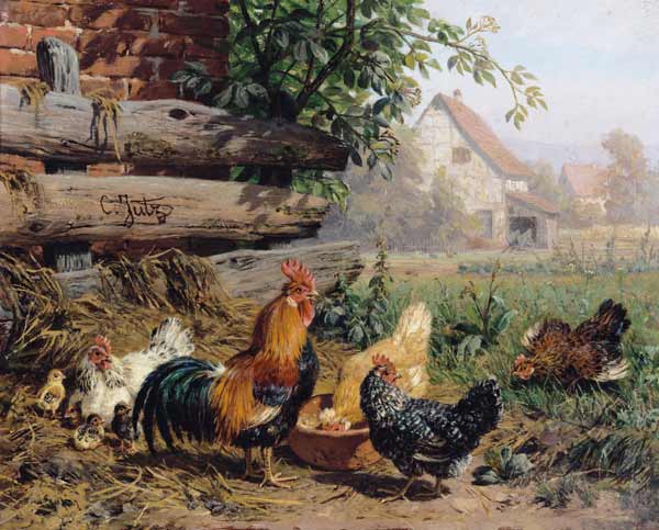 Farmyard Chickens von Carl Jutz