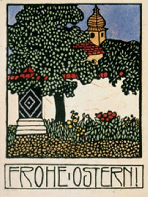 Frohe Ostern!  Karte der Wiener Werkstätten, No. 193 von Carl Krenek