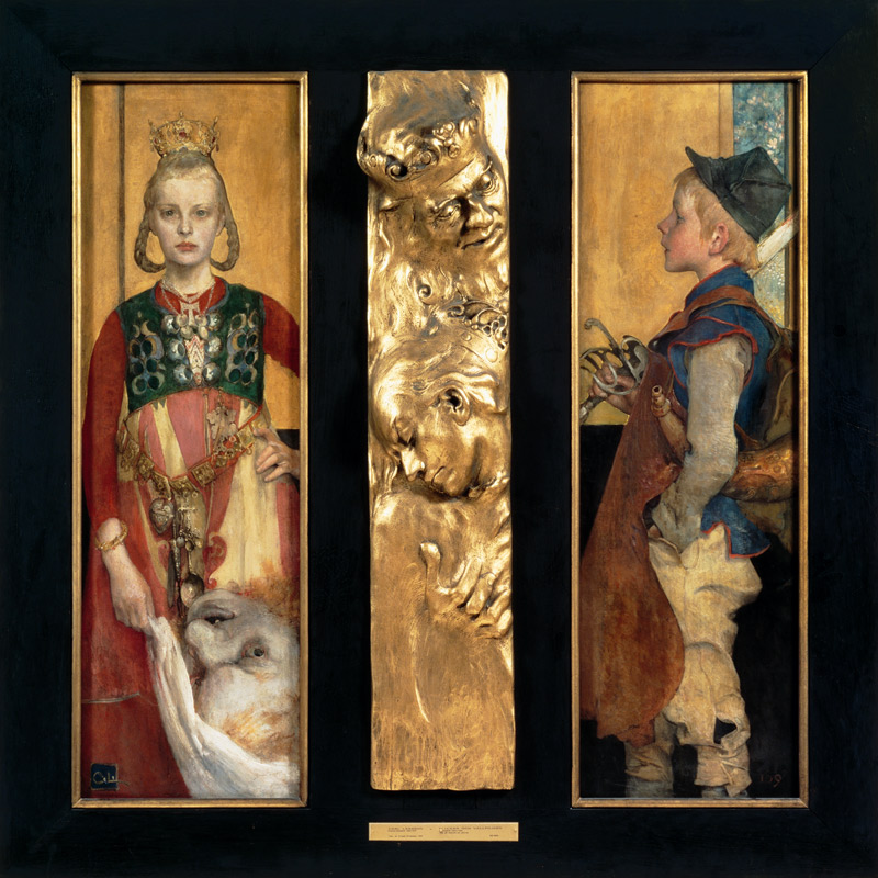A Swedish Fairytale diptych with relief panel and frame. 1897 von Carl Larsson