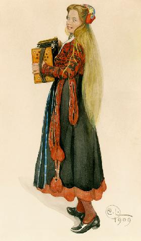 Lisbeth mit Akkordeon 1909
