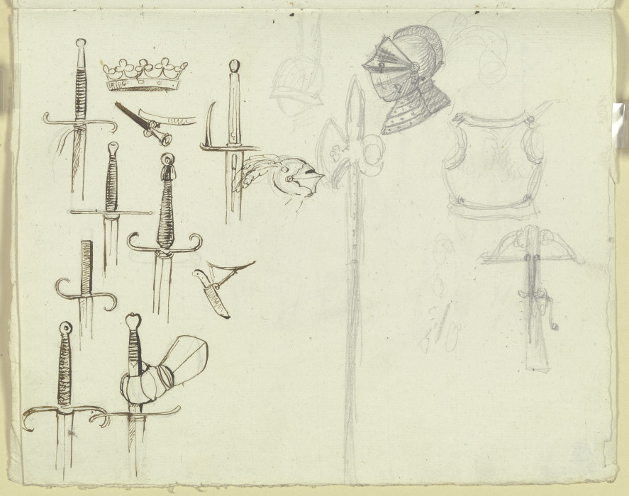 Mittelalterliche Rüstungsstücke und Waffen von Carl Philipp Fohr
