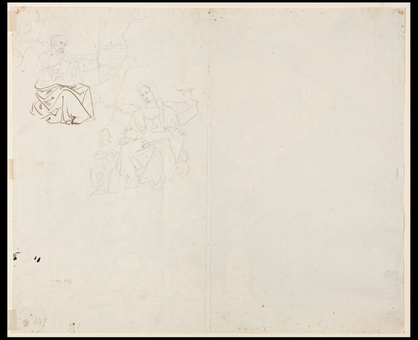 Studien nach Fresken, der Heilige Hieronymus und der Evangelist Matthäus mit dem Engel von Carl Philipp Fohr