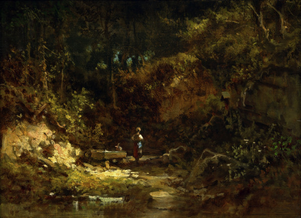 Spitzweg / Girl at Forest Stream /c.1865 von Carl Spitzweg