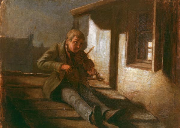 Spitzweg / Fiddler on Roof / Painting von Carl Spitzweg